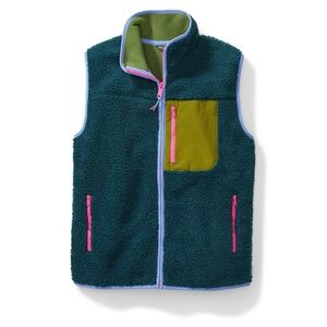 Eddie Bauer Women's Chilali Faux Shearling Colorblock Fleece Vest Size XL
